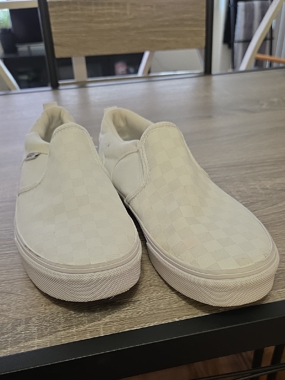 Vans Kids Slip-On Checkerboard Sneakers White